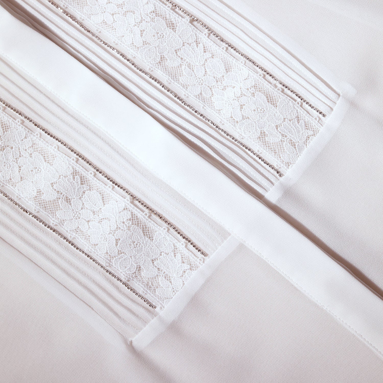 White Chiffon Rhinestone Detail Top - Image 5