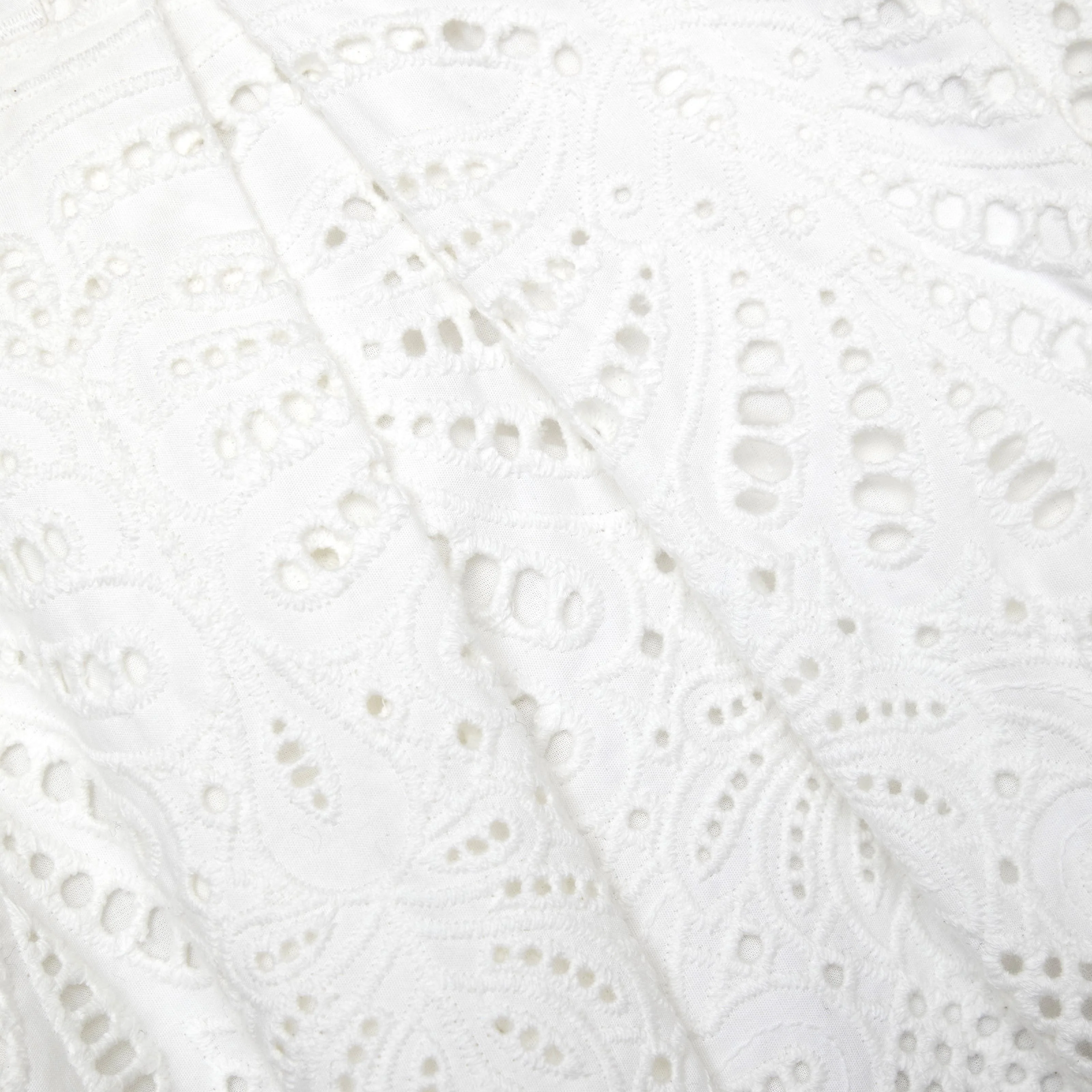 White Cotton Embroidery Shorts - Image 5