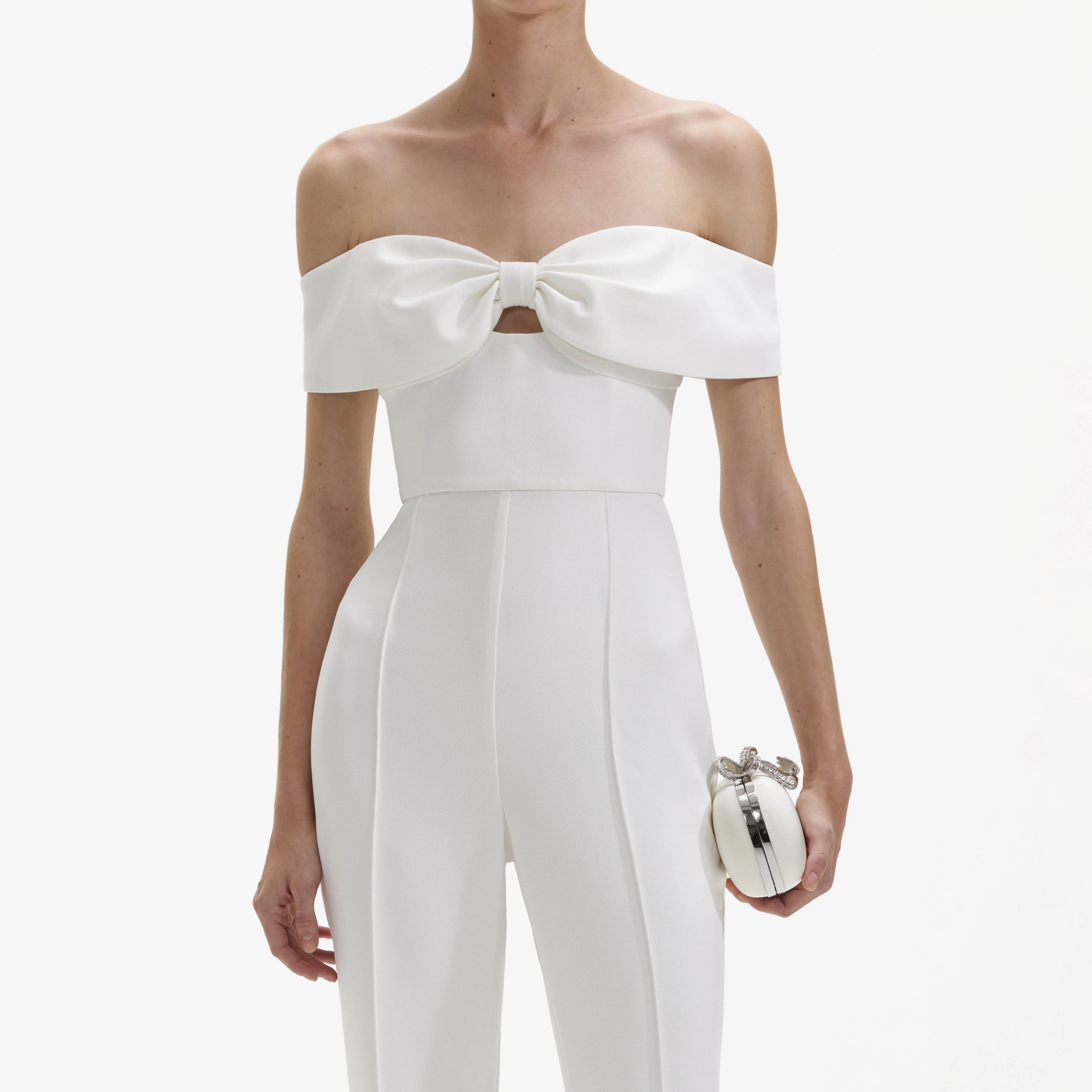 White Crepe Bow Jumpsuit - Image 4