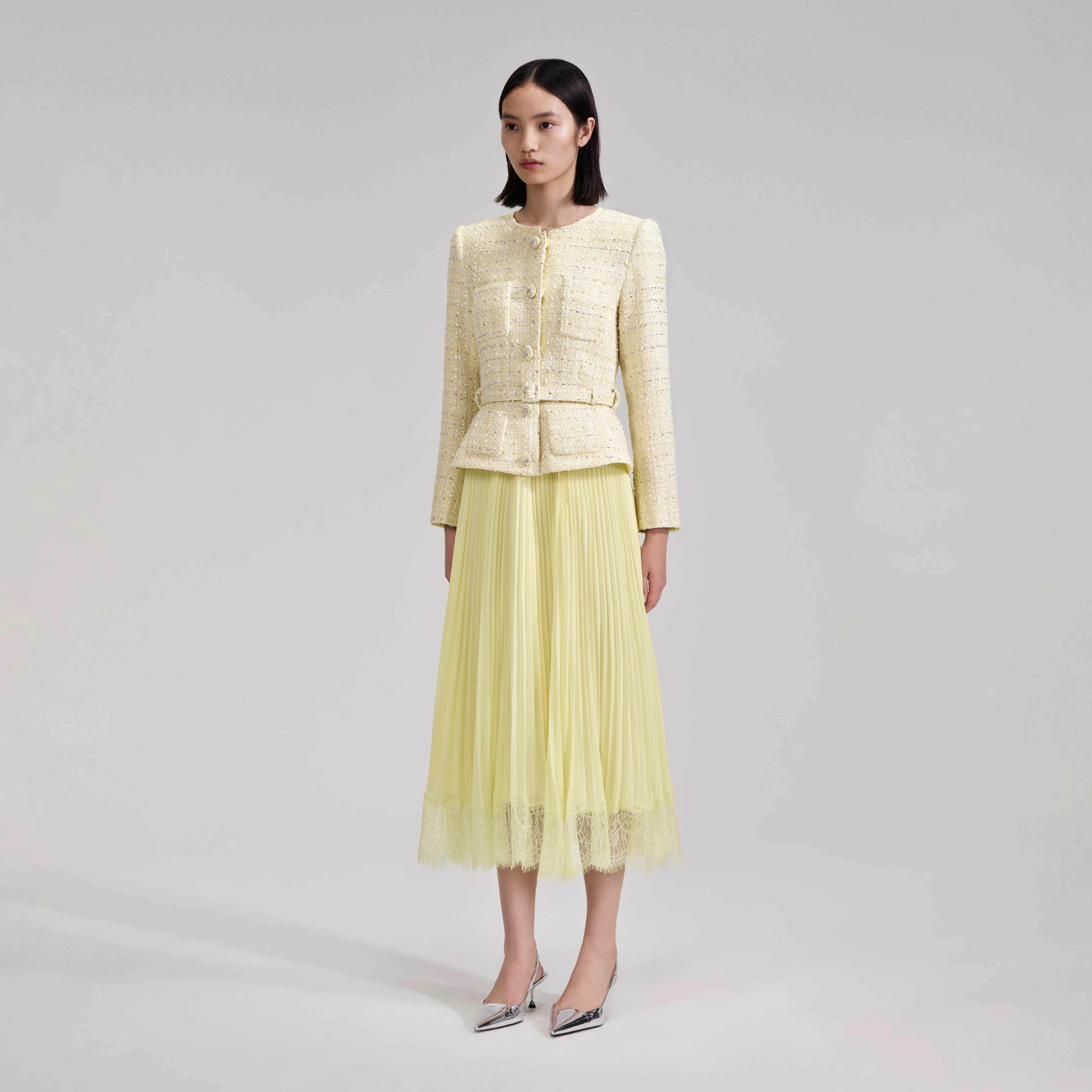 Yellow Boucle Midi Dress - Image 2