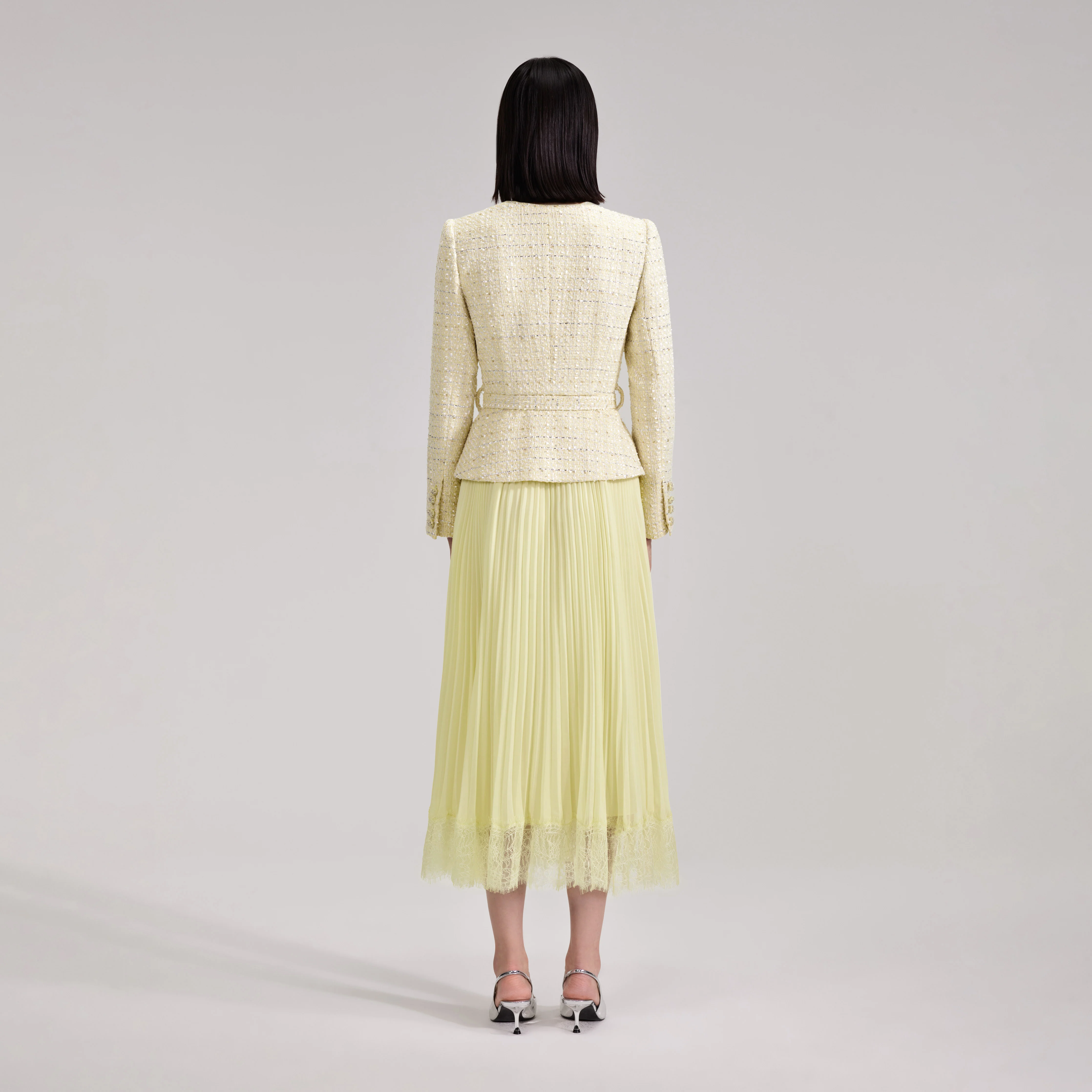 Yellow Boucle Midi Dress - Image 3