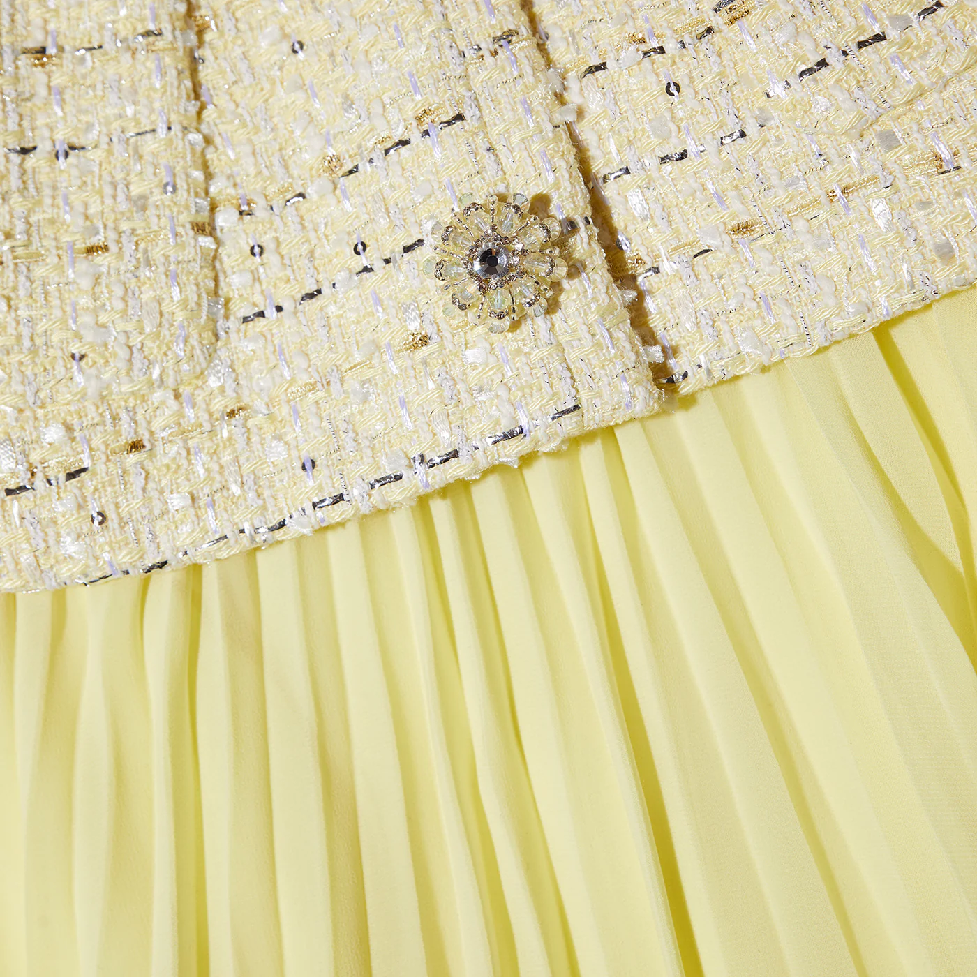 Yellow Boucle Midi Dress - Image 5