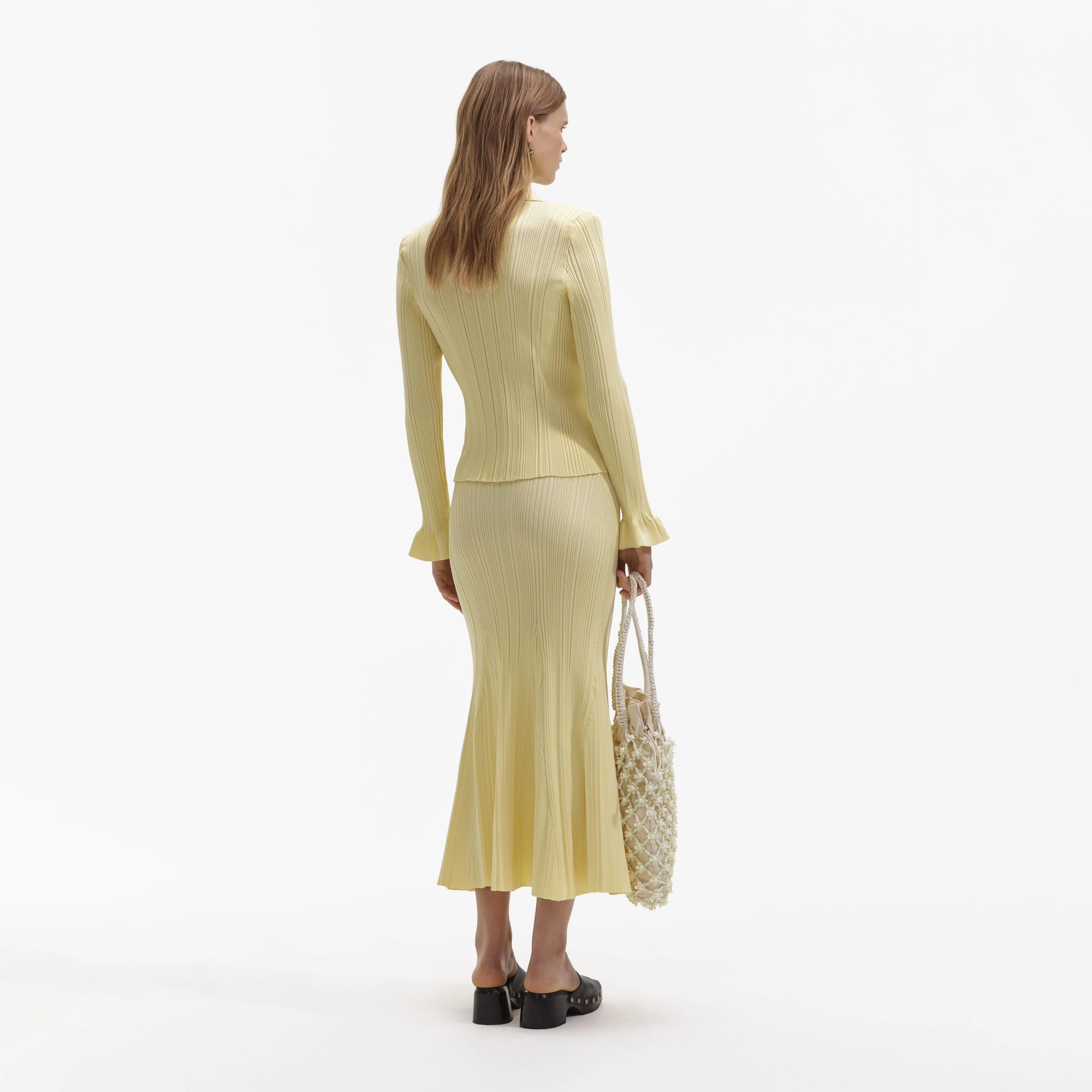 Yellow Ribbed Viscose Knit Top - Image 3