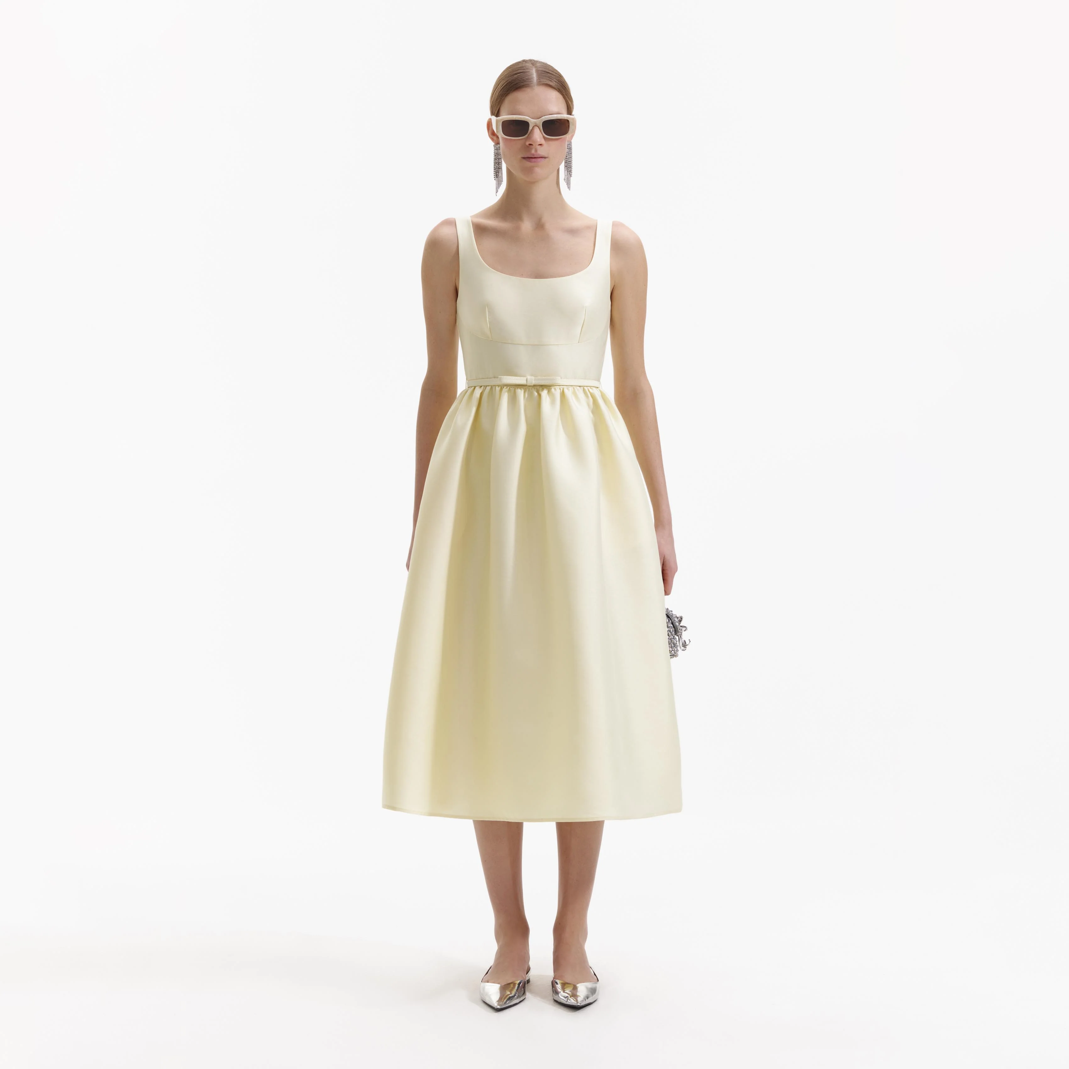 Yellow Taffeta Midi Dress